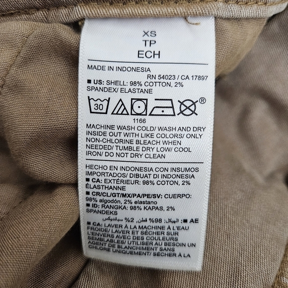 Old Navy Easy Chino Pants Khaki Mid Rise Stretch Waist Straight Cuffed XS - Picture 5 of 6